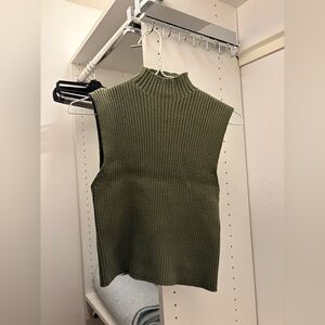 Zara Khaki Ribbed Sleeveless Top